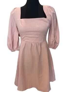 New ~ Lush ~ Square Neck Open Back Dress Small 100% cotton mini vacay pool